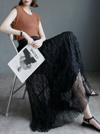 3D Wave Romantic Mesh Skirt_BDHL6517