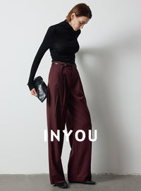 Straight Wide Pleated Pants_BDHL6389