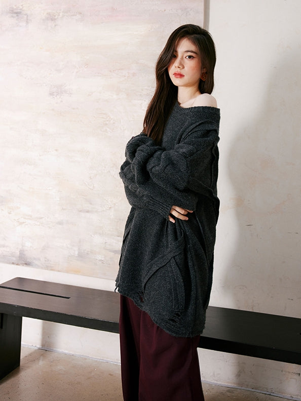 Dark Gray Loose Large Knit_BDHL6745