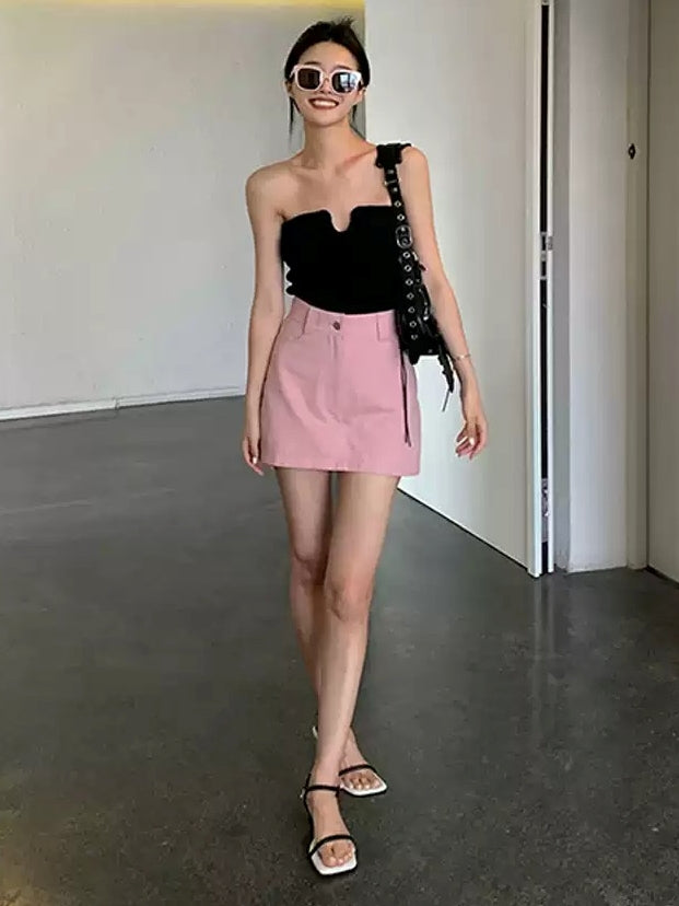 U-Neck Knitted Tube Top_BDHL7114