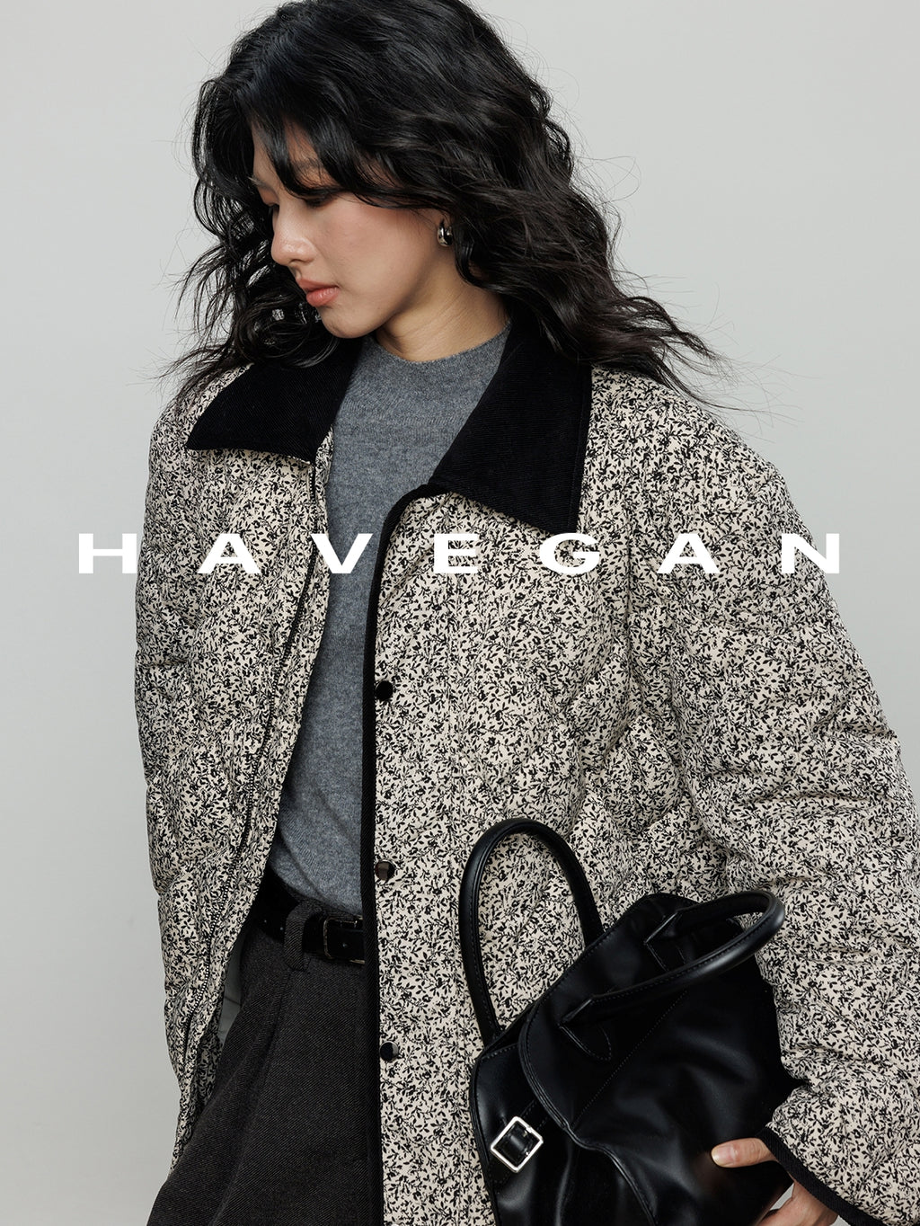 翻領花卉羽絨衣_BDHL7887