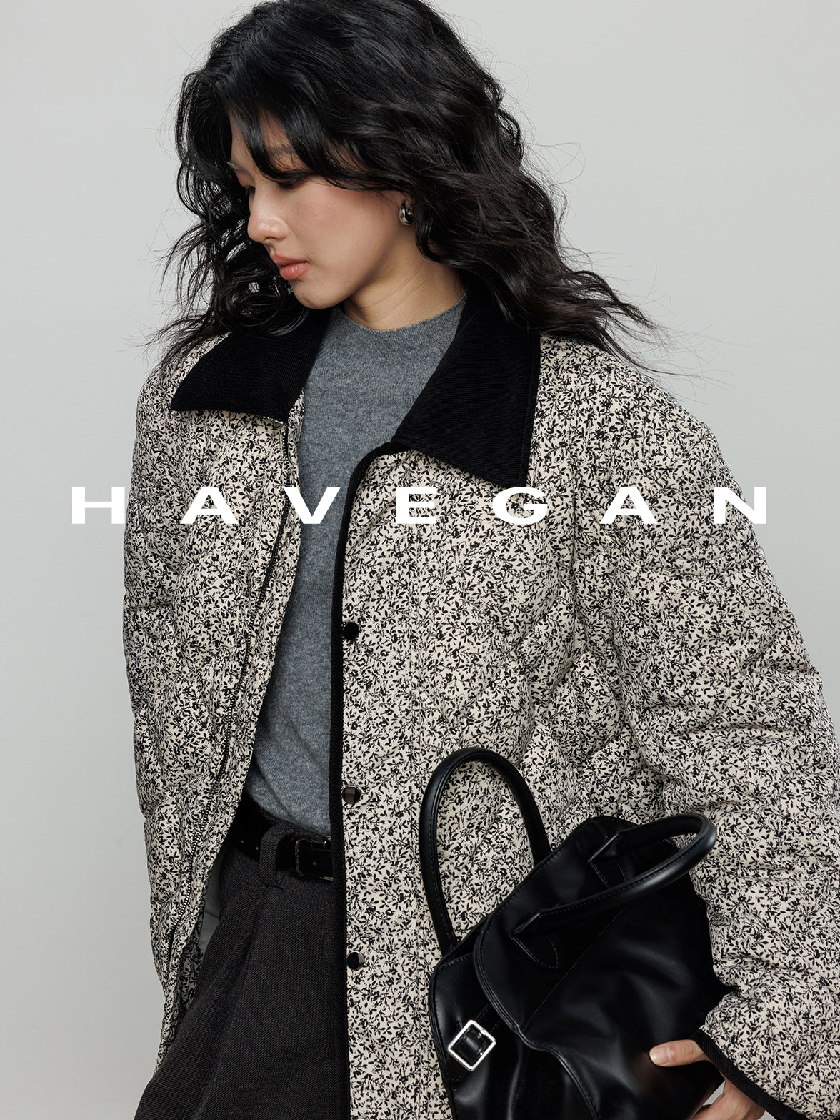 翻領花卉羽絨衣_BDHL7887