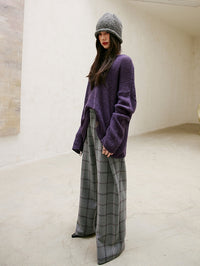 Relaxed Tucked Chequered Pants_BDHL6749