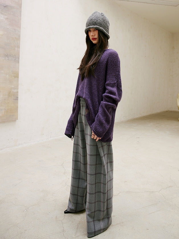 Relaxed Tucked Checkered Pants_BDHL6749