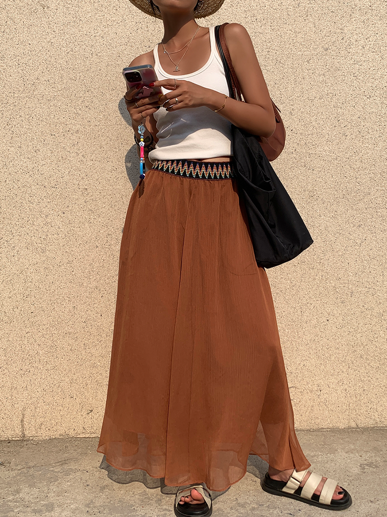 Ethnic Style Draped Long Skirt_BDHL6133