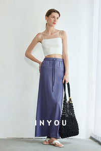 Back Slit Straight Long Skirt_BDHL6148