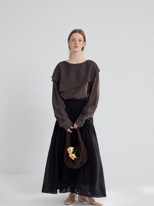 Asymmetrical Loose-Collar Blouse_BDHL8155