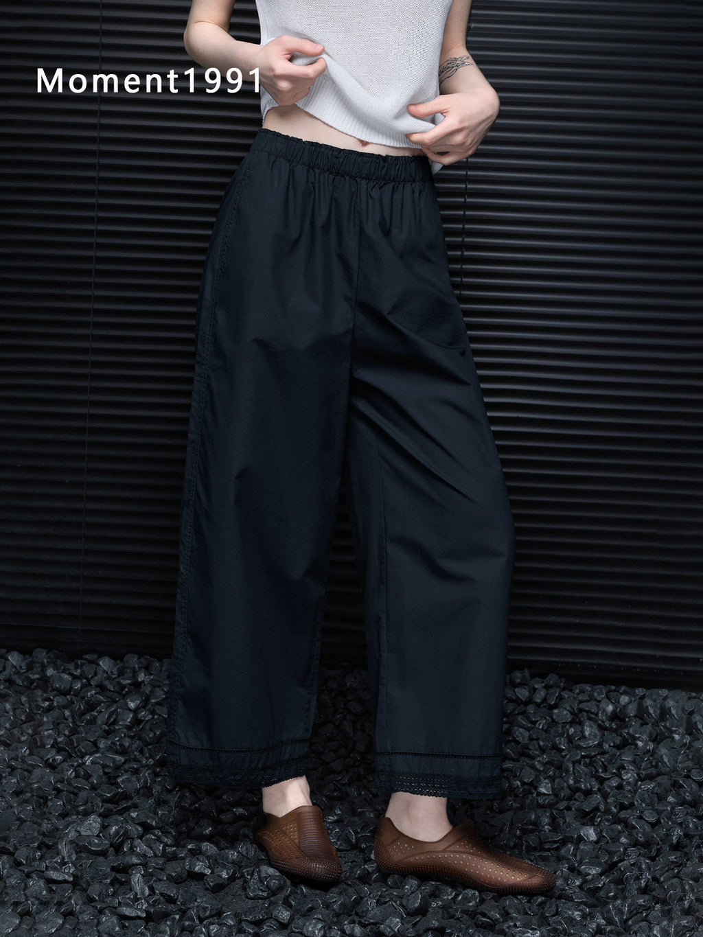 Cotton Elastic Waist Wide-Leg Pants_BDHL8346