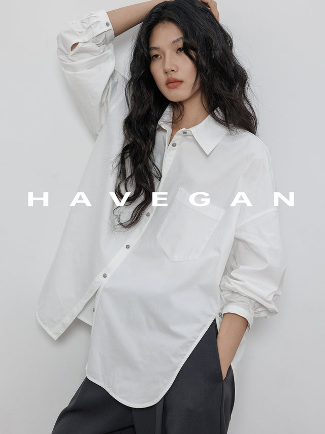 Hem Slit Design Shirt_BDHL7231