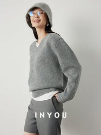 V-neck comfortable sweater_BDHL5297