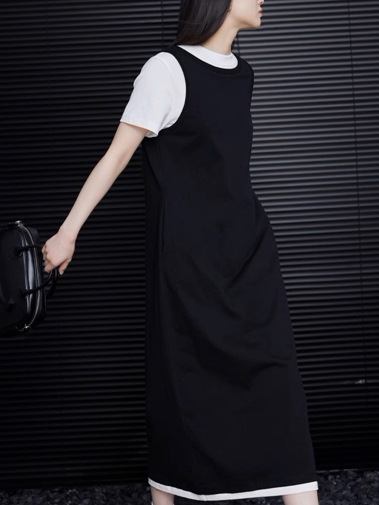 Black and white two-piece design dress_BDHL5814