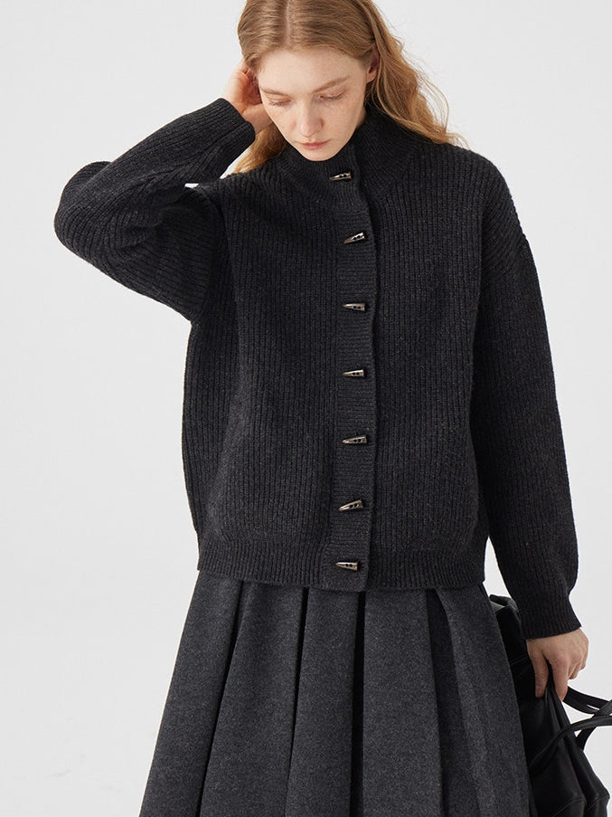 立領羅紋針織開襟衫_BDHL8117