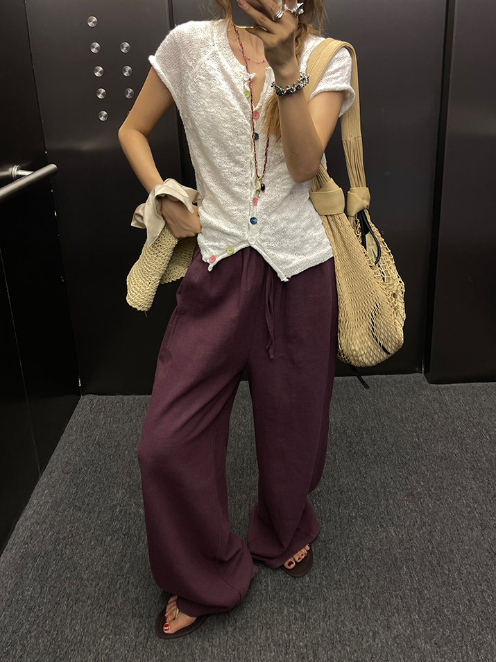 Elasticated Waist Wide Pants_BDHL7546