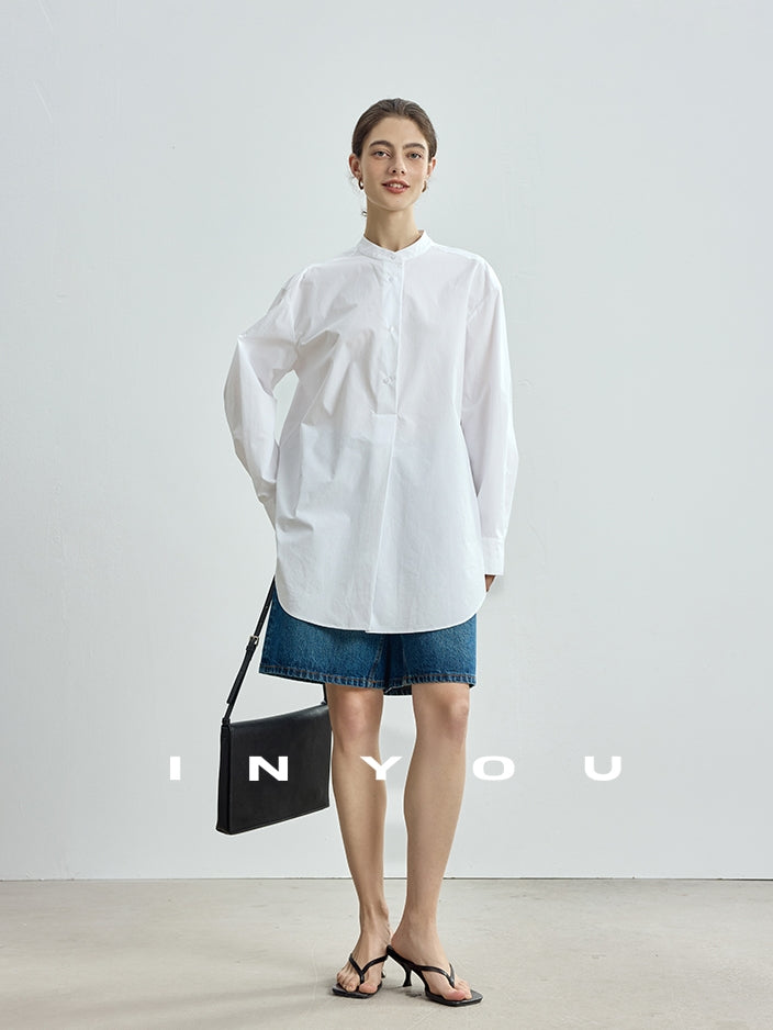 Stand Collar Simple Tops_BDHL7714