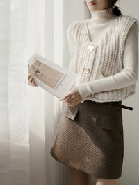 Half Turtleneck Knit And Thick Needle Vest Set_BDHL6780