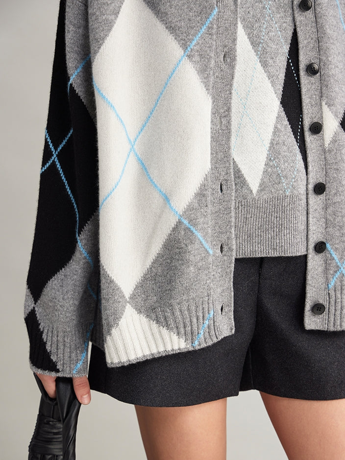 Diamond-Pattern Knitted Vest Or Cardigan_BDHL7995