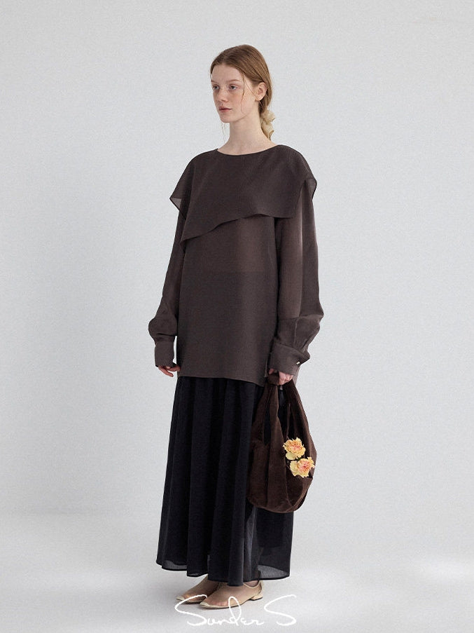 Asymmetrical Loose-Collar Blouse_BDHL8155