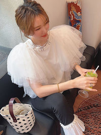 Mesh Flying Sleeve Tops_BDHL7441