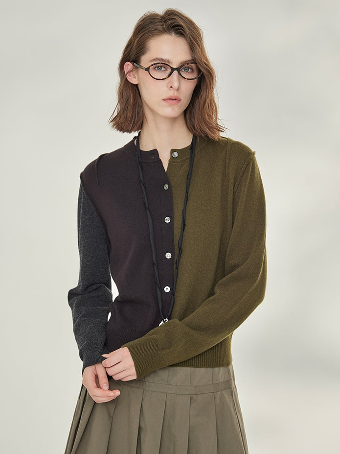 Contrast-Color Knit Cardigan_BDHL7745