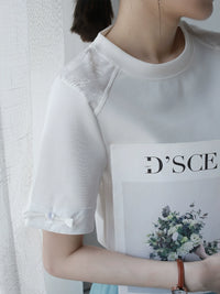 Jacquard Stitching Crew Neck Tops_BDHL6077