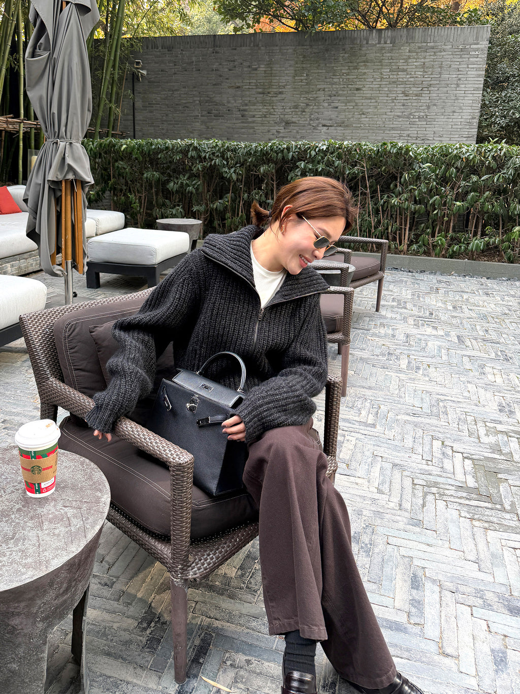 Thick Knitted Zip-Up Cardigan_BDHL8122