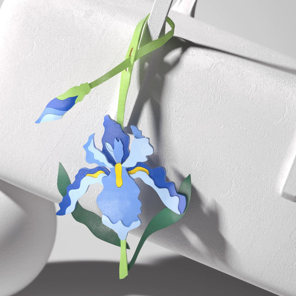 Blue Iris Leather Bag Charm_BDHL8428