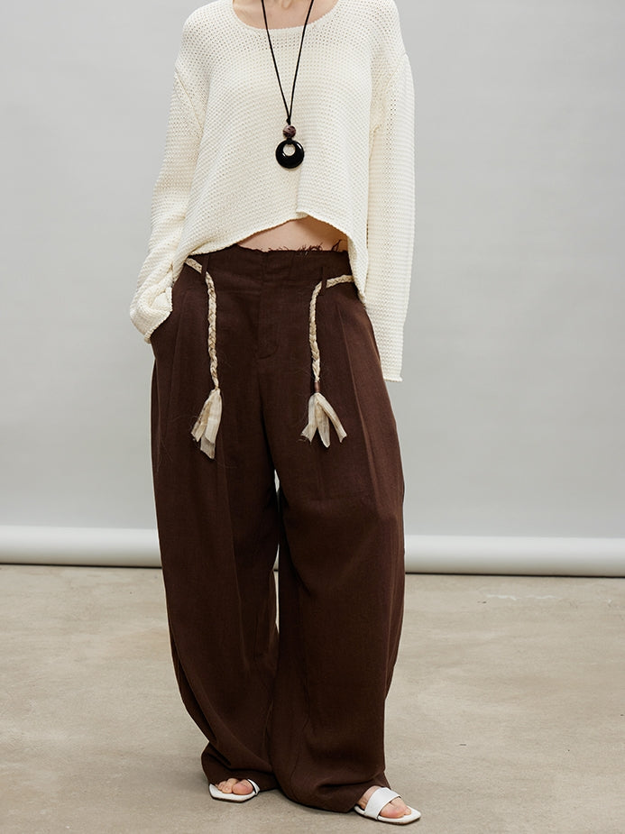 V-Neck Fringe Tops Or Tassel Wide Pants_BDHL7192