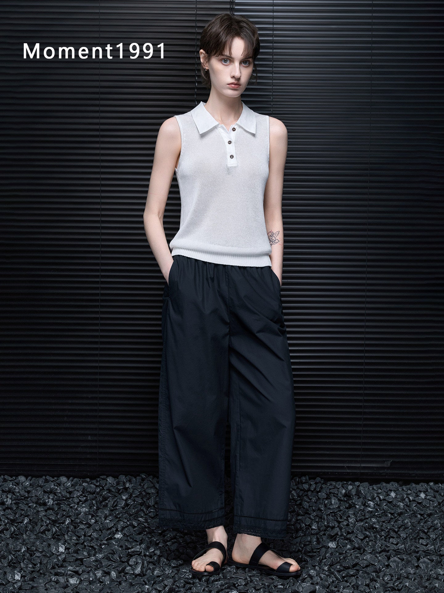Cotton Elastic Waist Wide-Leg Pants_BDHL8346