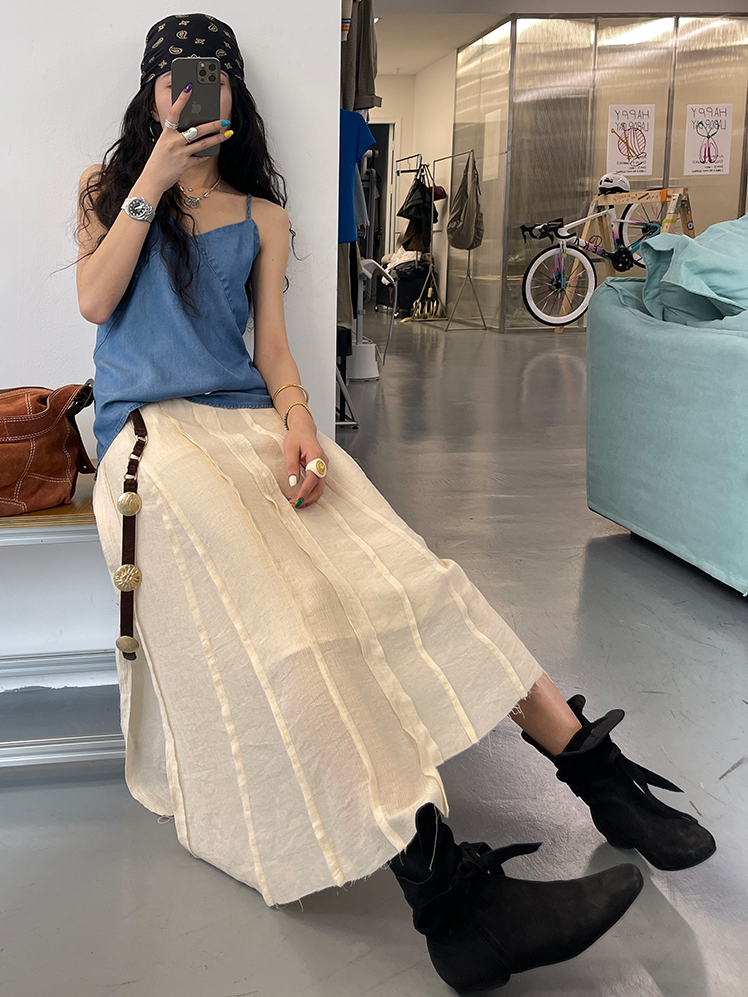 Splicing Draped A-Line Skirt_BDHL7542