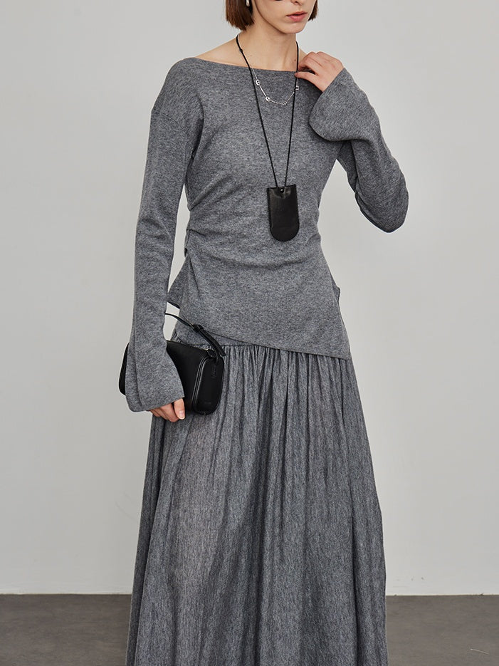 Knitted Slit Tops or Pleated Skirt_BDHL6450