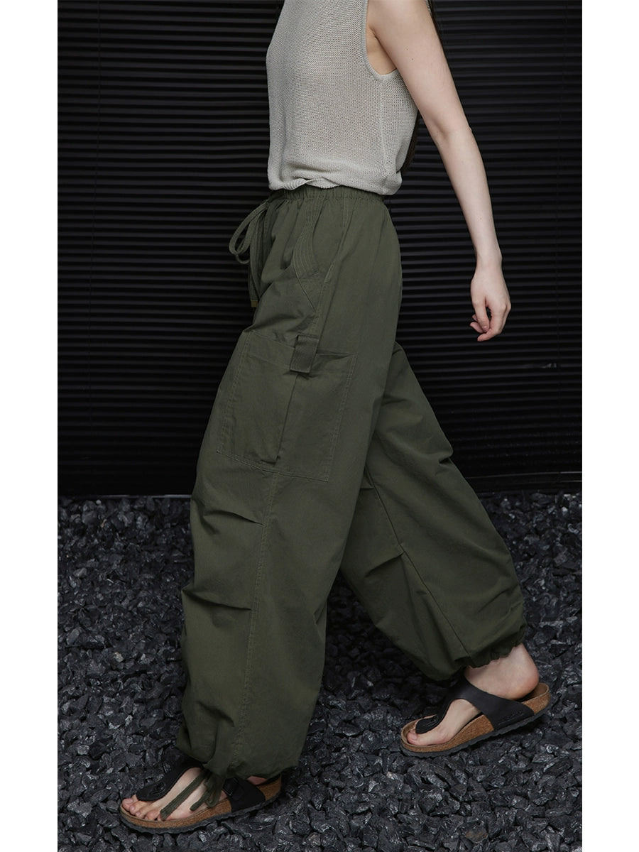 Moment military green leggings for women 2024 new summer high waist hanging relaxed straight barrel craftsmanship beautiful explosion type 