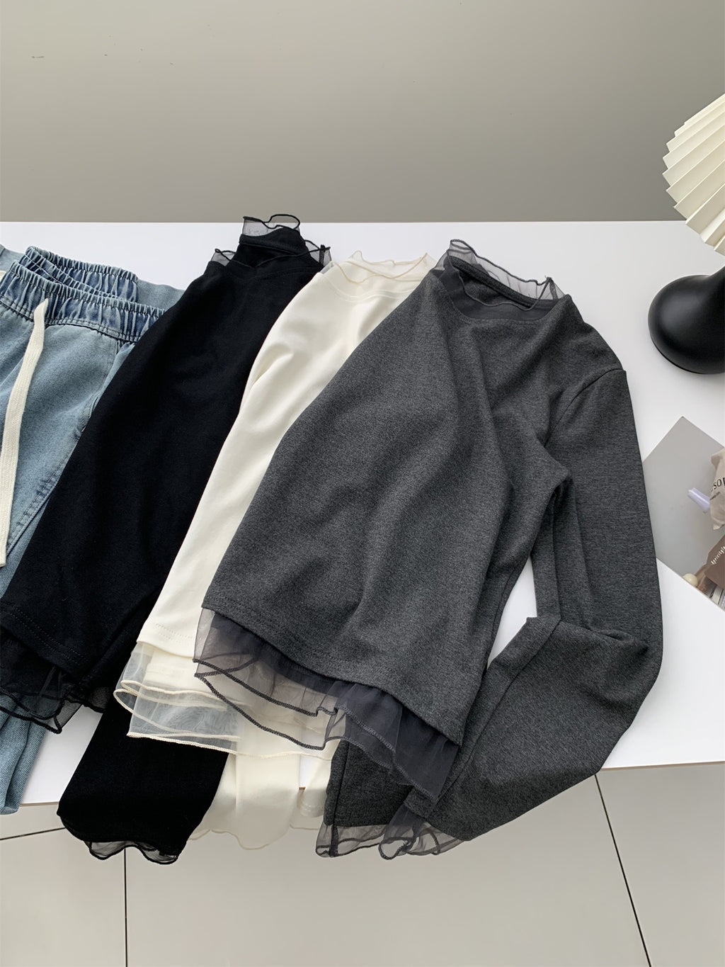 Mesh Round Neck Tops_BDHL8013