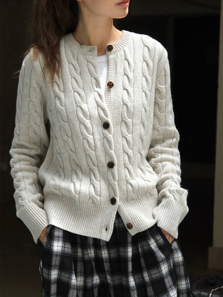 Retro Twisted Knit Cardigan_BDHL6529