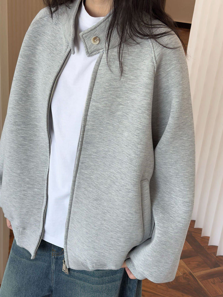 Zip Stand Collar Sweatshirt_BDHL6897