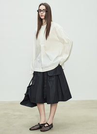 3D Pocket A-Line Black Skirt_BDHL7095