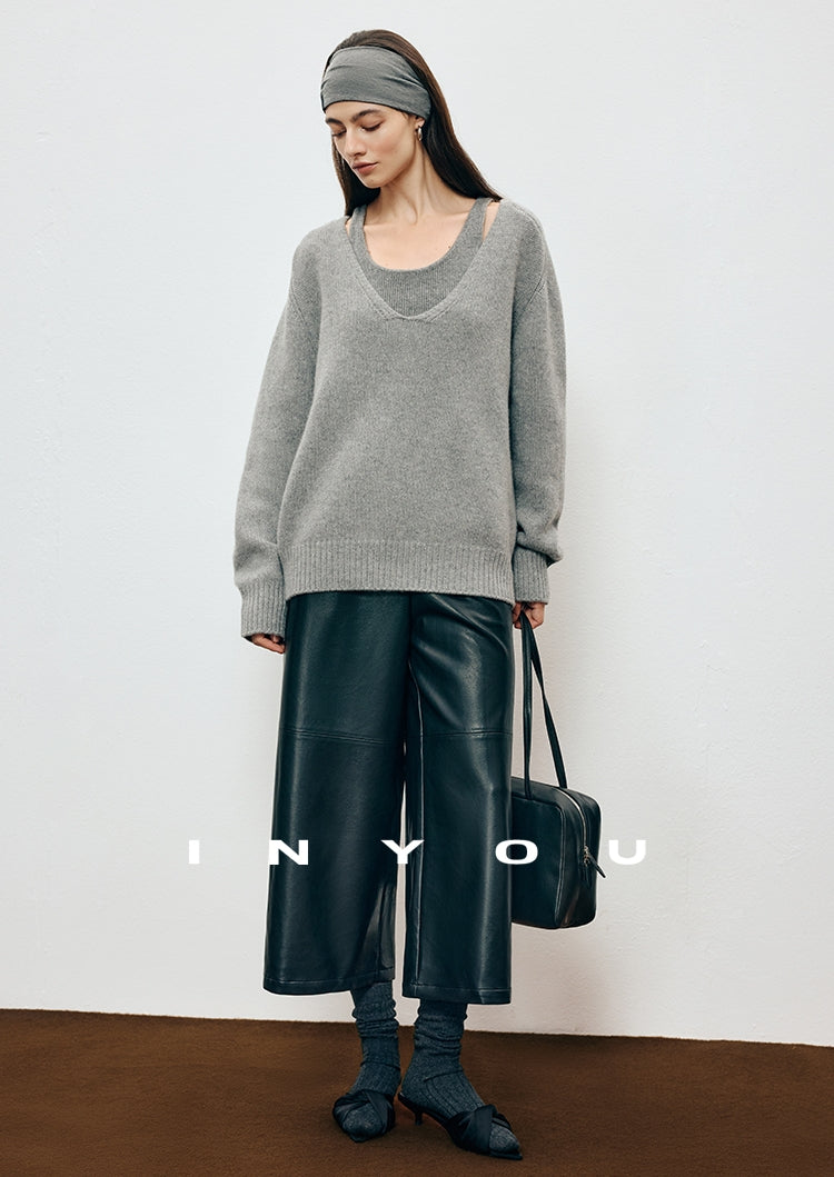 寬鬆七分皮褲_BDHL7907