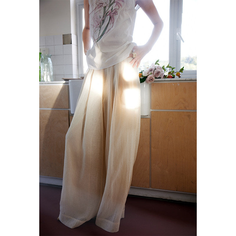 Light and Shadow Double Layer Tulle Wide-leg Trousers_BDHL8232