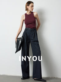 Straight Wide Pleated Pants_BDHL6389