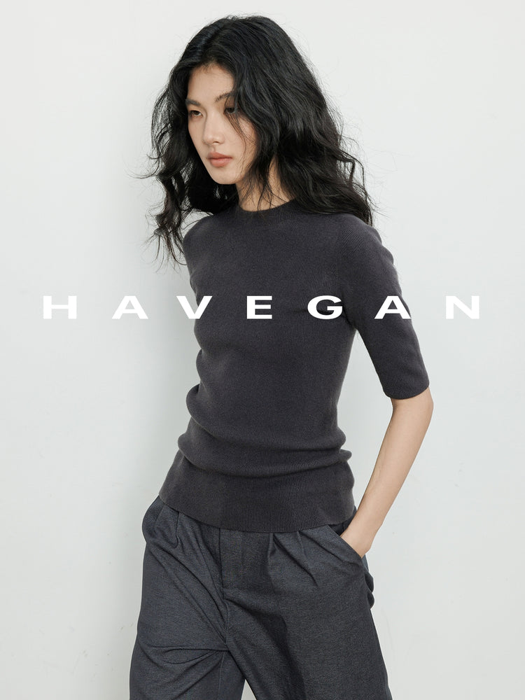 High Neck Slim Knit Tops_BDHL7230