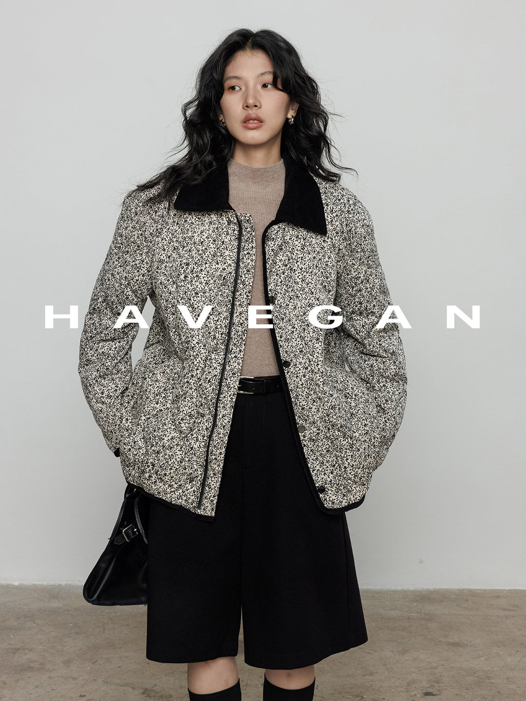 翻領花卉羽絨衣_BDHL7887