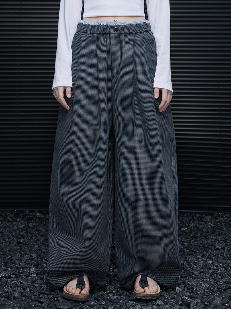 Check-Patterned Wide-Leg Pants_BDHL7801