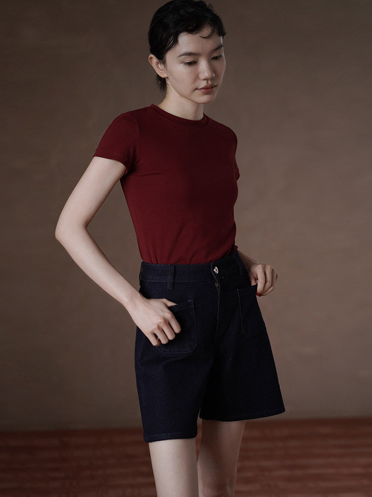 Slim Fit Short Sleeve Basic Tee_BDHL8296