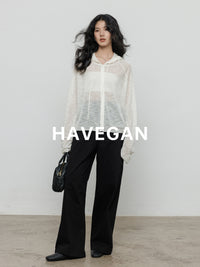 Hooded Sheer Knitted Cardigan_BDHL7058