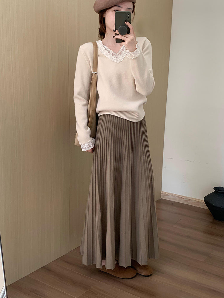 High Waist Slim Pleated Skirt_BDHL7055