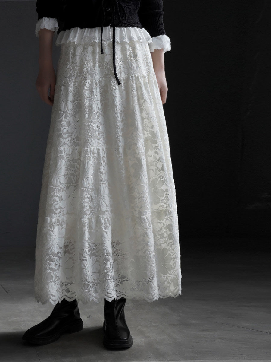 Embroidered Lace Skirt_BDHL8162
