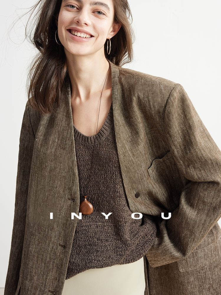 Collarless Suit Jacket_BDHL7132
