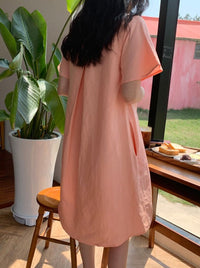 Short Sleeve Midi Length Dress_BDHL6274