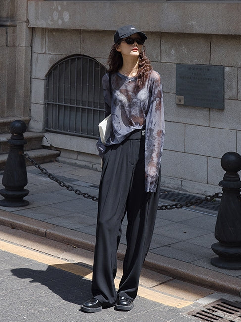 Thin Mesh Long-Sleeved Tops_BDHL7534