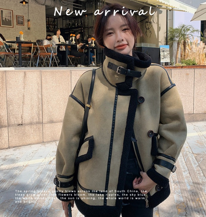Thickened fleece stand collar jacket_BDHL5362