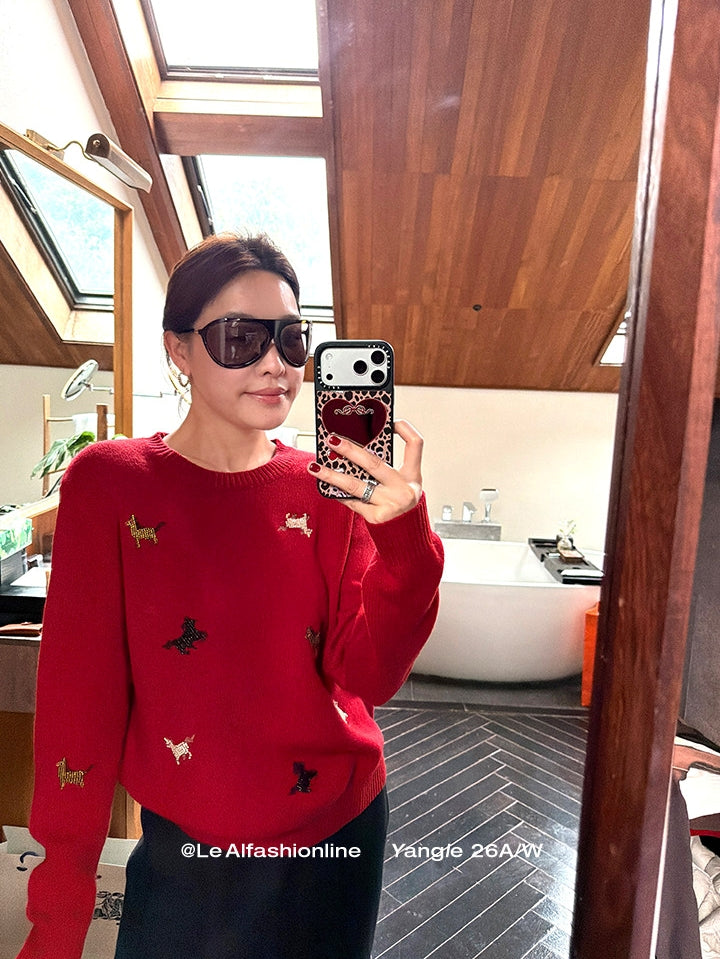 Beaded Embroidery Knit Top Or Cardigan_BDHL8121